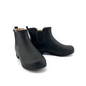Chooka Rain Boots Womens 10 Chelsea Waterproof Black Fleece Lined Booties Rubber